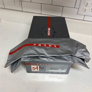 Prada Gray and Red Men's Sneakers